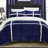 Chic Home Design Chiron 3 Piece Comforter Set Ultra Plush Micro Mink Sherpa Lined Bedding In Blue
