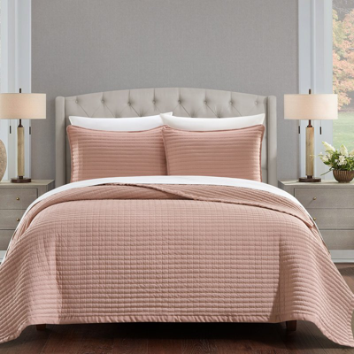 Chic Home Design Xavier 7 Piece Quilt Set Geometric Square Tile Pattern Bed In A Bag Bedding In Pink