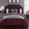 Chic Home Design Hester 10 Piece Comforter Set Color Block Ruffled Bed In A Bag Bedding In Red