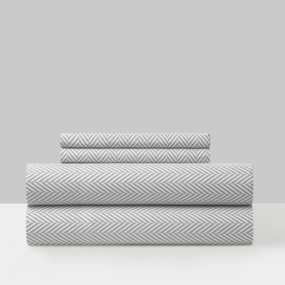 Chic Home Design Denae 4 Piece Sheet Set Super Soft Graphic Herringbone Print Design In Grey