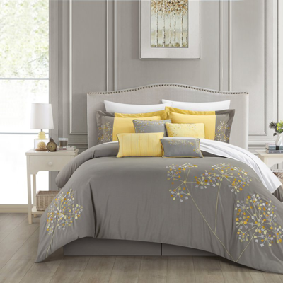 Chic Home Design Petunia 12-piece Bed In A Bag Embroidered Comforter Set In Yellow