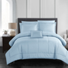 Chic Home Design Jorin 8 Piece Comforter Set Pieced Solid Color Stitched Design Complete Bed In A Bag Bedding In Blue