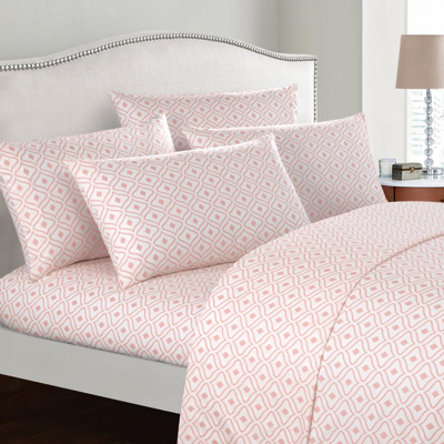 Chic Home Design Fawn 4 Piece Sheet Set Super Soft Two-tone Diamond Print Geometric Pattern Deep Pocket Design In Pink