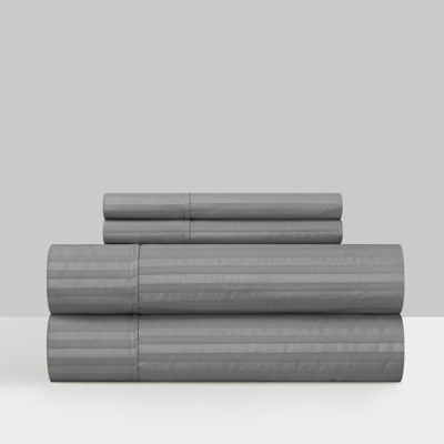 Chic Home Design Siena 4 Piece Sheet Set Solid Color Striped Pattern Technique In Grey
