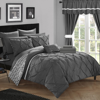 Chic Home Design Potterville 20 Piece Reversible Comforter Complete Bed In A Bag Pinch Pleated Ruffled Chevron Patter In Grey