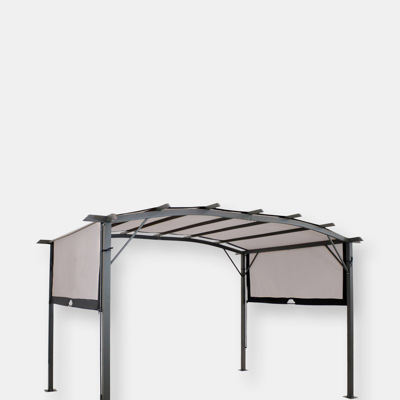 Sunnydaze Decor Sunnydaze 9x12 Foot Metal Arched Pergola With Retractable Canopy In Grey