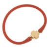 CANVAS STYLE BALI 24K GOLD PLATED CROSS BEAD SILICONE BRACELET IN CORAL