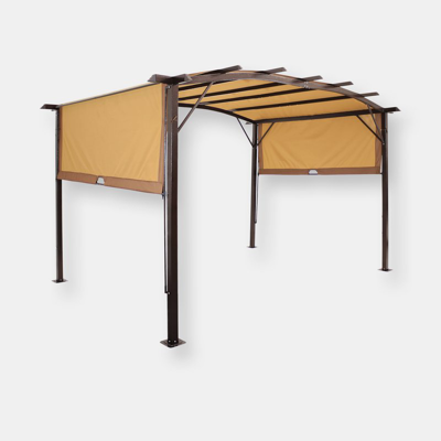 Sunnydaze Decor Sunnydaze 9x12 Foot Metal Arched Pergola With Retractable Canopy In Brown