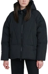 The Recycled Planet Company Elango Water Resistant Hooded Down Puffer Jacket In Black