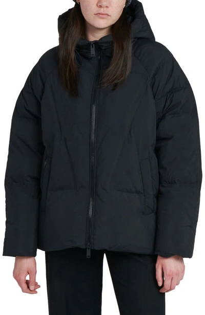 The Recycled Planet Company Elango Water Resistant Hooded Down Puffer Jacket In Black