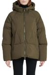 The Recycled Planet Company Elango Water Resistant Hooded Down Puffer Jacket In Olive