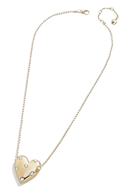 Baublebar Crystal Heart Pendant Necklace In Clear/gold
