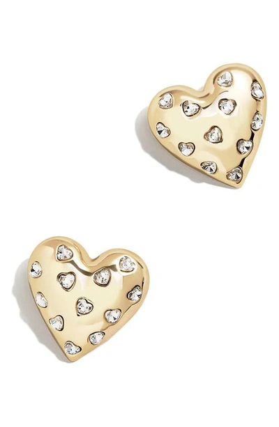 Baublebar Crystal Heart Stud Earrings In Clear/gold