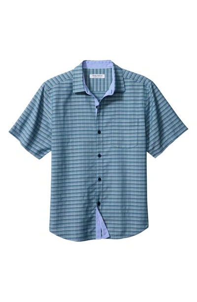 Tommy Bahama Coconut Point Stripe Short Sleeve Button-up Shirt In Dk Blue Muse