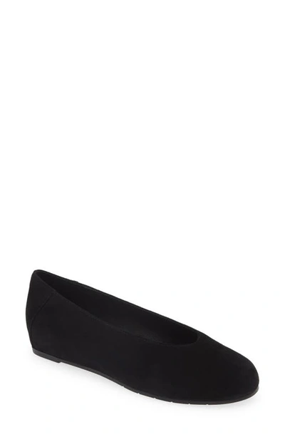 Eileen Fisher Una 2 Suede Ballerina Flats In Black