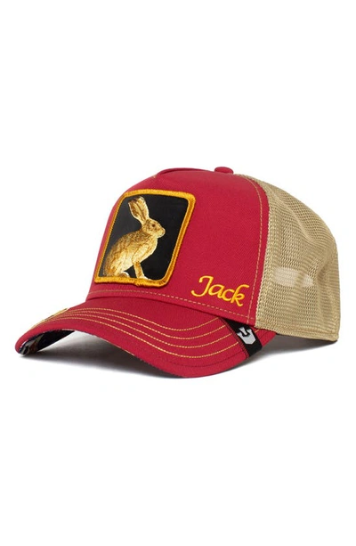 Goorin Bros Jacked Rabbit Patch Trucker Hat In Red