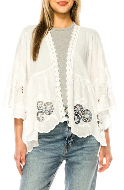 A Collective Story Embroidered Open Front Top In Antique White