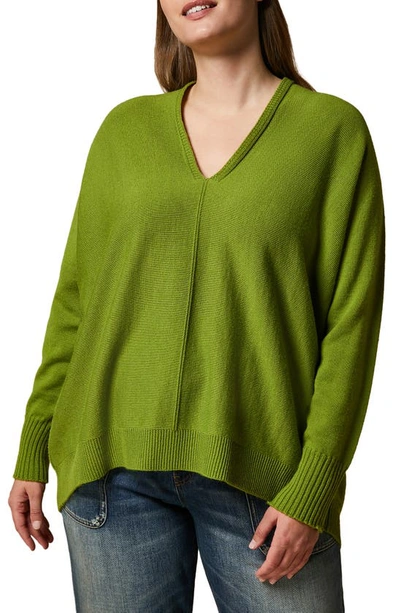 Marina Rinaldi Oversize Wool Blend Sweater In Olive Green
