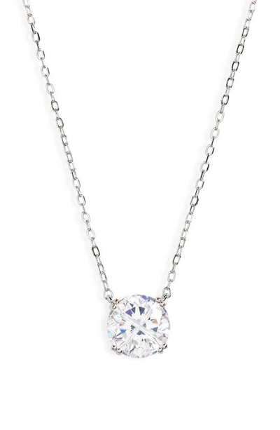 Nordstrom Round Cubic Zirconia Pendant Necklace In Platinum Plated