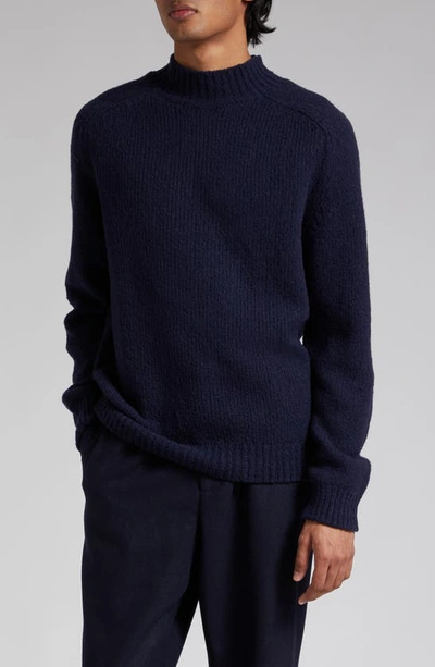 De Bonne Facture Wool Mock Neck Sweater In Blue