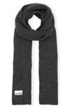 Ganni Light Structured Rib Knit Thin Scarf In Black