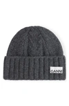 Ganni Women Melange Graphite Wool Blend Beanie Hat In Frost Gray