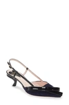 Roger Vivier Virgule Bow Wool Slingback Pumps In Blu