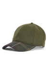 Barbour Roker Plaid Wool Blend Baseball Cap In Forest Green/ Classic