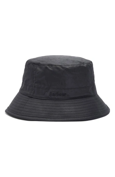 Barbour Waxed Cotton Bucket Hat In Black