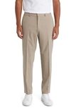 Hugo Boss Genius Flat Front Stretch Wool Blend Pants In Medium Beige