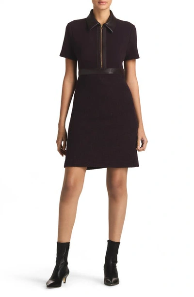 St John Terry Tweed And Leather Dress In Aube