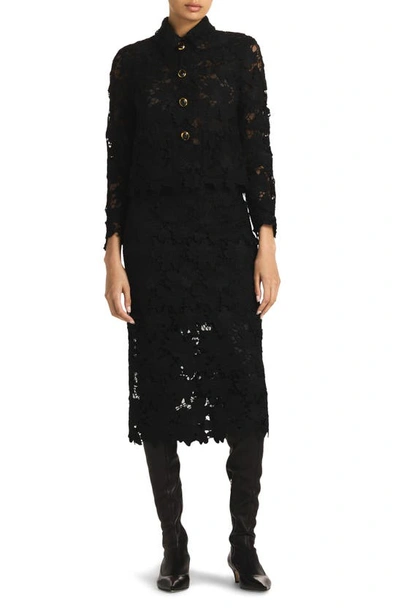 St John Floral Guipure Lace Jacket In Black