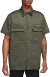 Nike Woven Military Shortsleeve Button-down Shirt Cargo Khaki In Multicolor