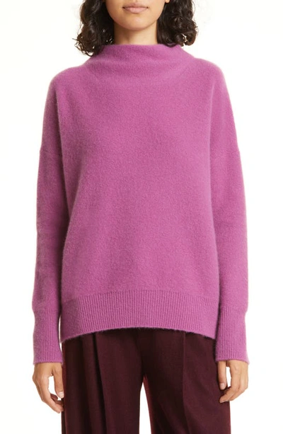 Vince Boiled Cashmere Funnel Neck Pullover In Pink