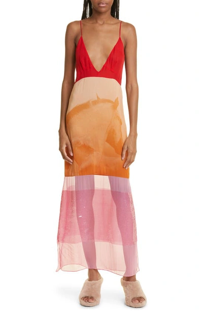 Stella Mccartney Printed Stretch-silk Slip Dress In Multi
