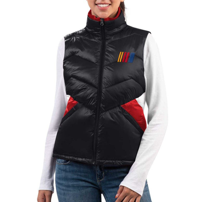 G-iii 4her By Carl Banks Black Nascar Merchandise Versatile Full-zip Puffer Vest