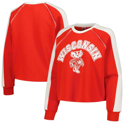 Gameday Couture Women's  Red Wisconsin Badgers Blindside Raglan Cropped Pullover Sweatshirt