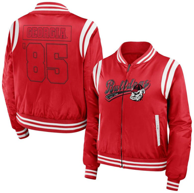 Wear By Erin Andrews Red Georgia Bulldogs Football Bomber Full-zip Jacket