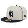 New Era Men's  Cream, Navy New York Yankees Chrome Sutash 59fifty Fitted Hat In Cream