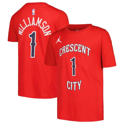 Jordan Brand Kids' Youth  Zion Williamson Red New Orleans Pelicans Name & Number Statement T-shirt