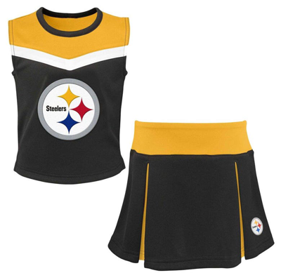 Outerstuff Kids' Girls Youth Black Pittsburgh Steelers Spirit Two-piece Cheerleader Set