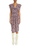 Isabel Marant Étoile Epolia Printed Crepe Dress In Purple/ Orange
