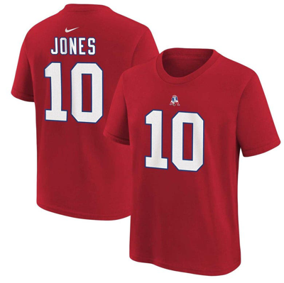 Nike Kids' Big Boys And Girls  Mac Jones Red New England Patriots Player Name And Number T-shirt