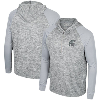 Colosseum Gray Michigan State Spartans Cybernetic Raglan Quarter-zip Hooded Top