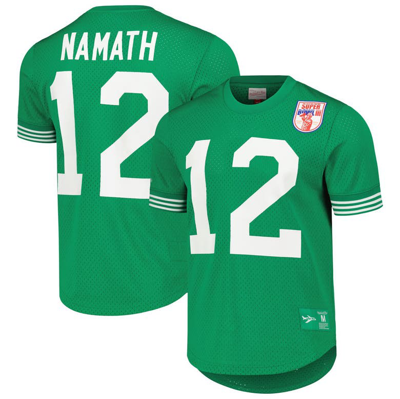 Mitchell & Ness Joe Namath Kelly Green New York Jets Retired Player Name & Number Mesh Top