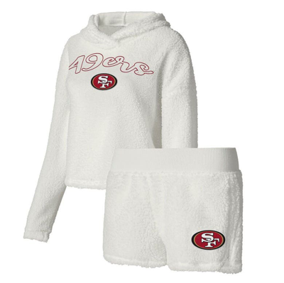 Concepts Sport White San Francisco 49ers Fluffy Pullover Sweatshirt & Shorts Sleep Set