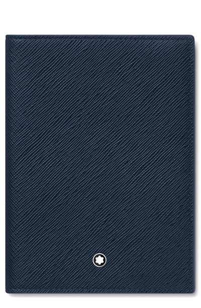 Montblanc Sartorial Leather Passport Case In Ink Blue