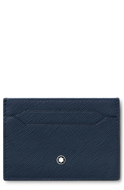 Montblanc Sartorial Leather Card Case In Ink Blue