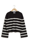 & Other Stories Stripe Crewneck Sweater In Black Stripe