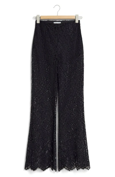 & Other Stories Flare Semisheer Lace Pants In Black